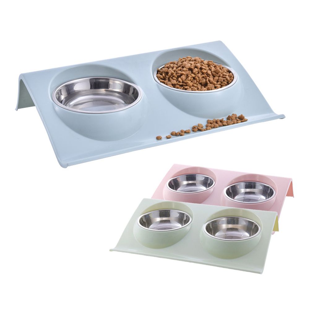 Double Bowls for Dog Stainless Steel Pet Bowl Splashproof Feeding Bowl for Pet