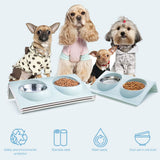 Double Bowls for Dog Stainless Steel Pet Bowl Splashproof Feeding Bowl for Pet