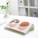 Double Bowls for Dog Stainless Steel Pet Bowl Splashproof Feeding Bowl for Pet