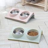 Double Bowls for Dog Stainless Steel Pet Bowl Splashproof Feeding Bowl for Pet - Extra Image