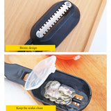 Multifunctional Plastic Fish Scale Cleaner Kitchen Fish Skin Scraper Brush Shaver With Cover Cutter Seafood Tool - Side View