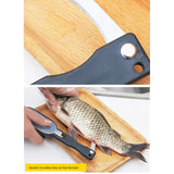 Multifunctional Plastic Fish Scale Cleaner Kitchen Fish Skin Scraper Brush Shaver With Cover Cutter Seafood Tool - Top-Down View