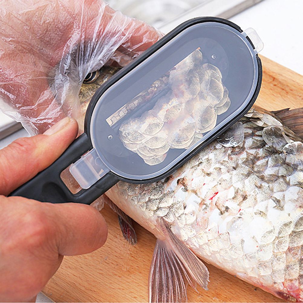 Multifunctional Plastic Fish Scale Cleaner Kitchen Fish Skin Scraper Brush Shaver With Cover Cutter Seafood Tool