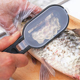 Multifunctional Plastic Fish Scale Cleaner Kitchen Fish Skin Scraper Brush Shaver With Cover Cutter Seafood Tool - Rear View