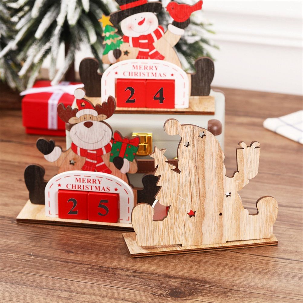 Christmas Countdown Calendar Santa Claus Snowman Elk Calendar Cartoon Advent Calendar DIY Craft for New Year Party Decor