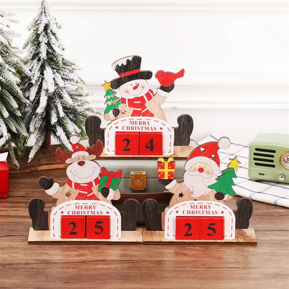 Christmas Countdown Calendar Santa Claus Snowman Elk Calendar Cartoon Advent Calendar DIY Craft for New Year Party Decor