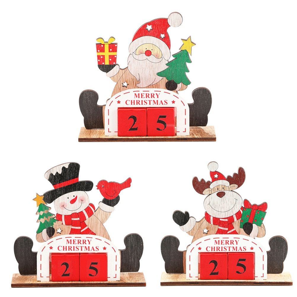Christmas Countdown Calendar Santa Claus Snowman Elk Calendar Cartoon Advent Calendar DIY Craft for New Year Party Decor