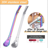 2 in 1 Stainless Steel Straw Spoon Stainless Steel Straw Mate Multifunctional Nontoxic Strainer Spoon - Top-Down View