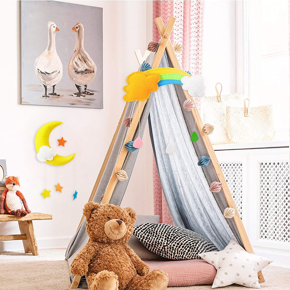 Ceiling Mobile Hanging Cloud Decorations Rainbow Mobile Cloud Ceiling Decor Durable Portable Felt Floating Cloud Room Decoration Pendant