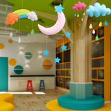 Ceiling Mobile Hanging Cloud Decorations Rainbow Mobile Cloud Ceiling Decor Durable Portable Felt Floating Cloud Room Decoration Pendant - Low Angle