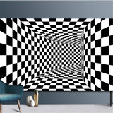 Black and White Checkered 3D Visual Effect Floor Rug Mat Bedroom Carpet for Kids Room Nursery