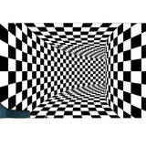Black and White Checkered 3D Visual Effect Floor Rug Mat Bedroom Carpet for Kids Room Nursery - Top-Down View