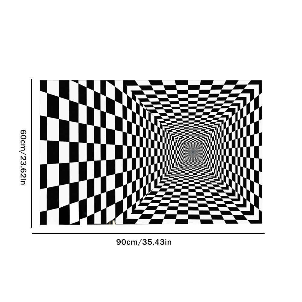 Black and White Checkered 3D Visual Effect Floor Rug Mat Bedroom Carpet for Kids Room Nursery