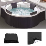 Round Hot Tub Cover Pool Dust Cover Bathtub Drawstring Oxford Cloth Cover for Outdoor Pool Brown - Front View