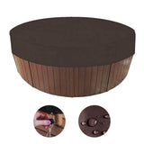 Round Hot Tub Cover Pool Dust Cover Bathtub Drawstring Oxford Cloth Cover for Outdoor Pool Brown - Side View