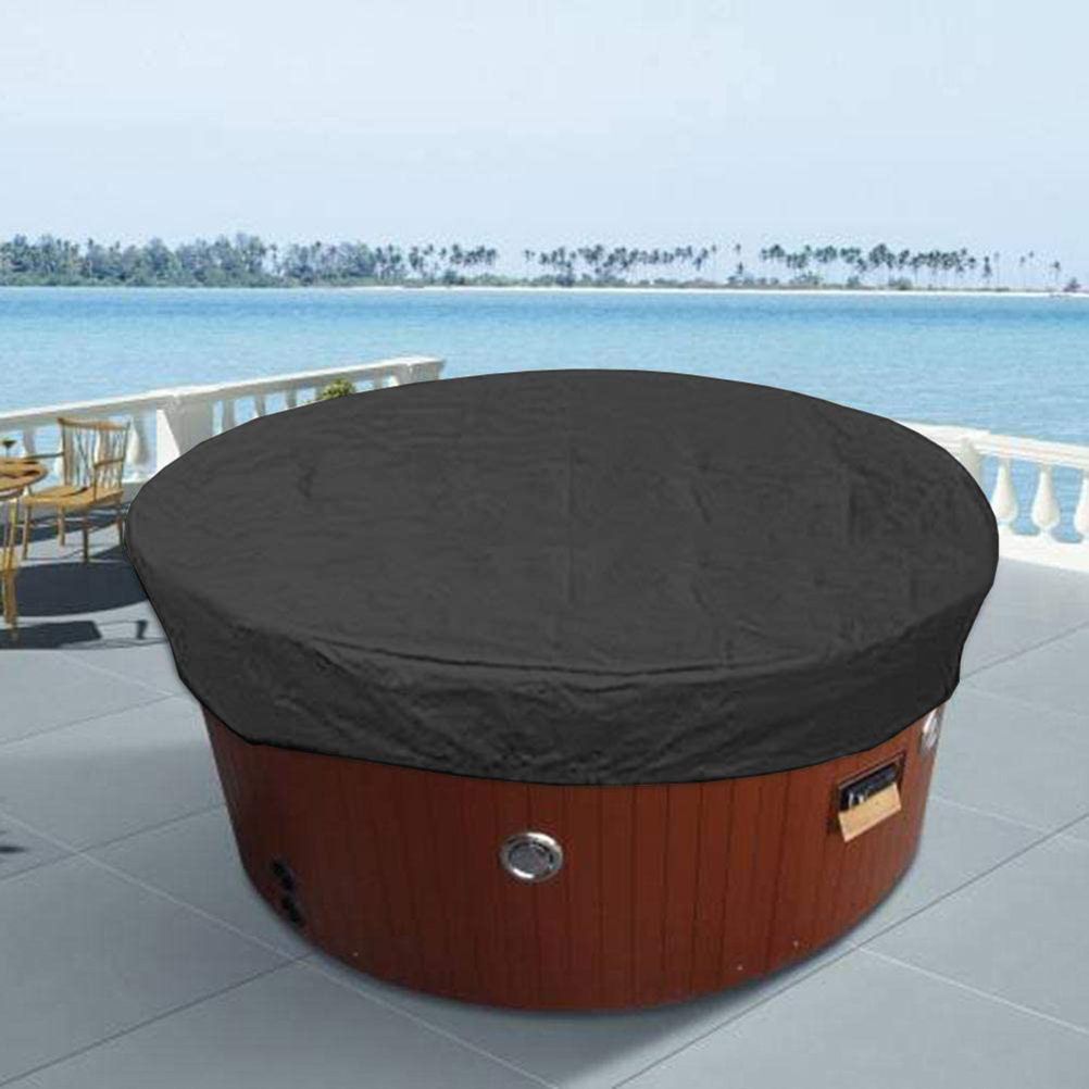 Round Hot Tub Cover Pool Dust Cover Bathtub Drawstring Oxford Cloth Cover for Outdoor Pool Brown
