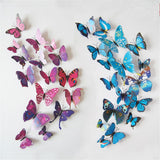 12Pcs 3D Stereoscopic Butterfly Wall Stickers Home Living Room Decor - Side View