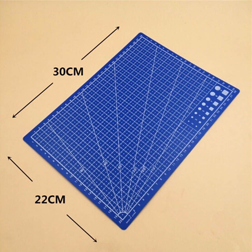A4 PVC Grid Lines Cutting Board Professional Self Healing Cutting Mat Multipurpose for Quilting Sewing Scrapbooking DIY Craft Blue