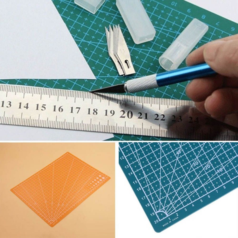 A4 PVC Grid Lines Cutting Board Professional Self Healing Cutting Mat Multipurpose for Quilting Sewing Scrapbooking DIY Craft Orange