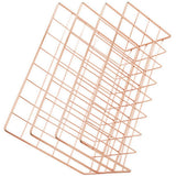 Letter Holder Iron Metal Three Grid Bookcase Holder Multifunctional File Sorter Organizer - Front View