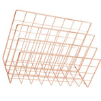 Letter Holder Iron Metal Three Grid Bookcase Holder Multifunctional File Sorter Organizer