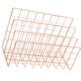 Letter Holder Iron Metal Three Grid Bookcase Holder Multifunctional File Sorter Organizer - Side View