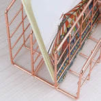 Letter Holder Iron Metal Three Grid Bookcase Holder Multifunctional File Sorter Organizer
