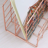 Letter Holder Iron Metal Three Grid Bookcase Holder Multifunctional File Sorter Organizer - 45-Degree Angle
