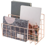 Letter Holder Iron Metal Three Grid Bookcase Holder Multifunctional File Sorter Organizer