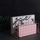 Letter Holder Iron Metal Three Grid Bookcase Holder Multifunctional File Sorter Organizer - Close-Up Angle