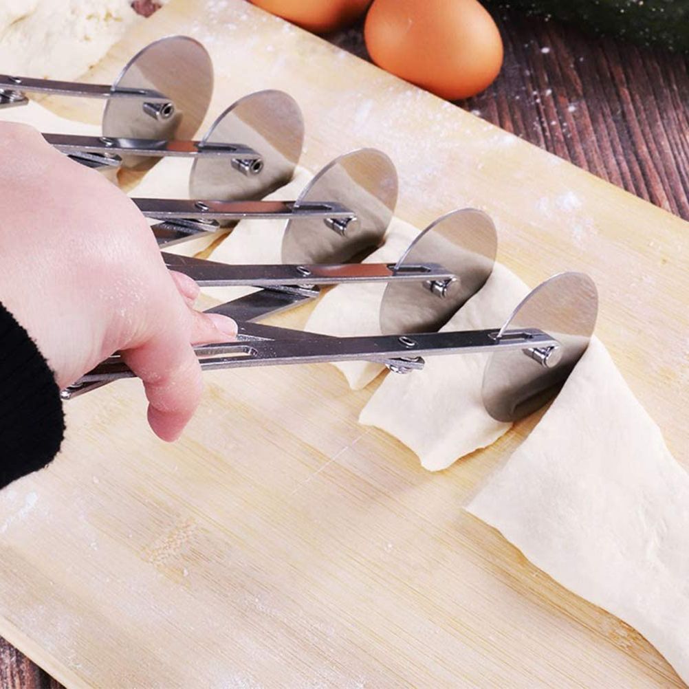 3 Wheel/5 Wheel Pastry Cutter Pizza Cutter Stainless Steel Expandable Pizza Grater Multi Round Pastry Knife Baking Cutter Roller Dough Cutter Divider