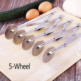 3 Wheel/5 Wheel Pastry Cutter Pizza Cutter Stainless Steel Expandable Pizza Grater Multi Round Pastry Knife Baking Cutter Roller Dough Cutter Divider