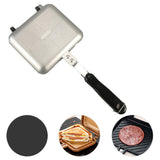Aluminum Double Sided Frying Pan Dual Sided Sandwich Maker Pan with Handles Nonstick Griddle Pan Toast Pan