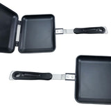 Aluminum Double Sided Frying Pan Dual Sided Sandwich Maker Pan with Handles Nonstick Griddle Pan Toast Pan