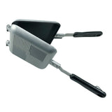 Aluminum Double Sided Frying Pan Dual Sided Sandwich Maker Pan with Handles Nonstick Griddle Pan Toast Pan - Close-Up Angle