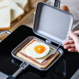Aluminum Double Sided Frying Pan Dual Sided Sandwich Maker Pan with Handles Nonstick Griddle Pan Toast Pan