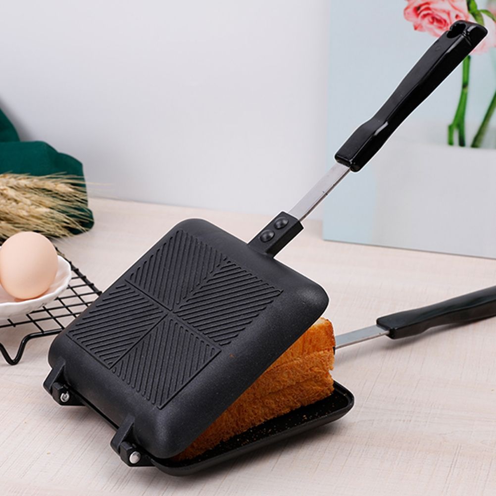 Aluminum Double Sided Frying Pan Dual Sided Sandwich Maker Pan with Handles Nonstick Griddle Pan Toast Pan