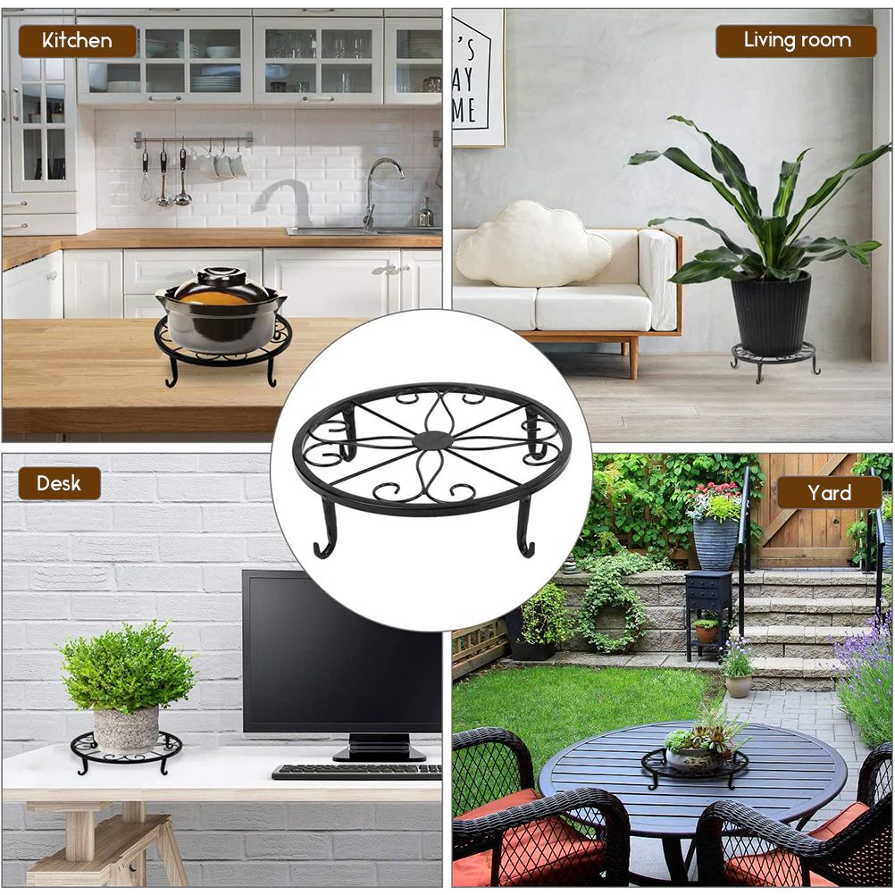 Classic Metal Iron Art Plant Pot Stand Flowerpot Base Holder Rack Indoor Outdoor Home Decor