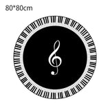 Musical Note Black White Piano Key Printed Round Carpets Area Rugs for Home Living Room Bedroom Floor Decoration