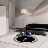Musical Note Black White Piano Key Printed Round Carpets Area Rugs for Home Living Room Bedroom Floor Decoration - Rear View