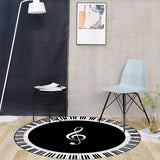 Musical Note Black White Piano Key Printed Round Carpets Area Rugs for Home Living Room Bedroom Floor Decoration