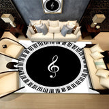 Musical Note Black White Piano Key Printed Round Carpets Area Rugs for Home Living Room Bedroom Floor Decoration - 45-Degree Angle