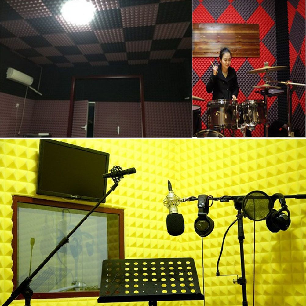 12Pcs Acoustic Foam Panels Acoustic Foam Sound Absorption Pyramid Studio Treatment Wall Panels