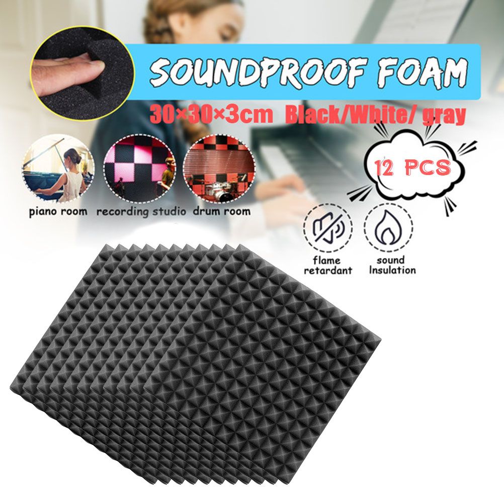 12Pcs Acoustic Foam Panels Acoustic Foam Sound Absorption Pyramid Studio Treatment Wall Panels