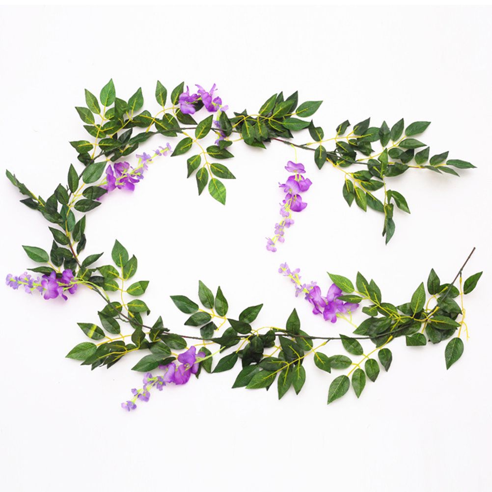 Artificial Flowers Wisteria Garland Vine Simulation Wreath Rattan Hanging Garland for Home Garden Ceremony Wedding Arch Floral Decor