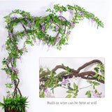 Artificial Flowers Wisteria Garland Vine Simulation Wreath Rattan Hanging Garland for Home Garden Ceremony Wedding Arch Floral Decor