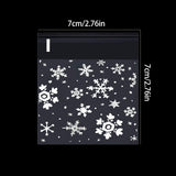 100pcs Christmas Gift Packaging Bag Plastic Packaging Bag Snowfake Printed Candy Package Bag - Front View