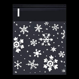 100pcs Christmas Gift Packaging Bag Plastic Packaging Bag Snowfake Printed Candy Package Bag