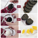 Stainless Steel Egg Slicing Tool Petal Shape Egg Cutter 2 Slicing Styles Manual Divider Separator - Low Angle