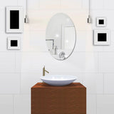 42*27CM Mirror Decoration Wall Sticker Acrylic Ellipse Mirror Wall Stickers Home Decoration Wall Sticker for Bathroom Bedroom - Close-Up Angle